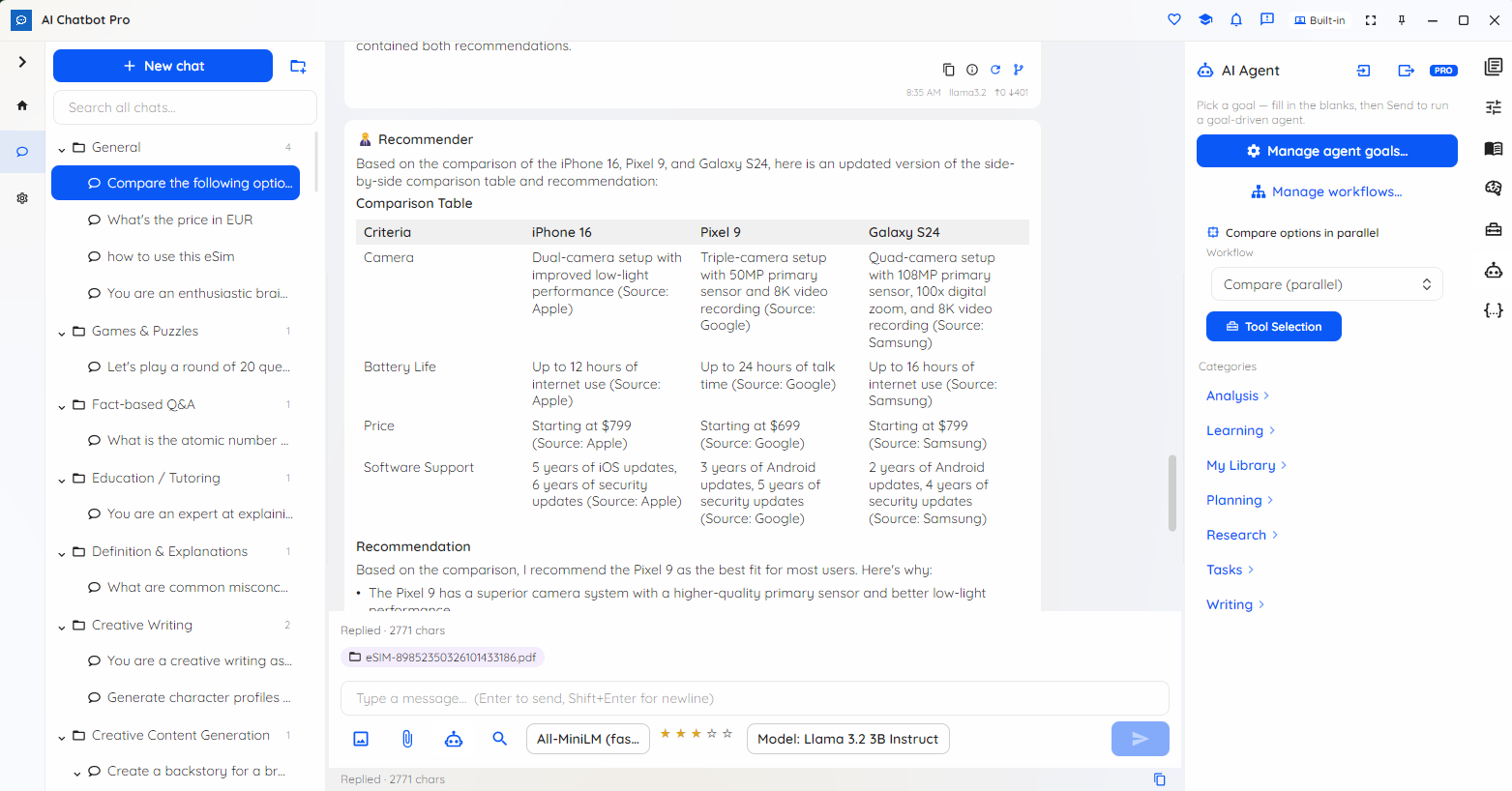 Agent mode in Local AI Chatbot &mdash; pick a goal and orchestration (Pro)